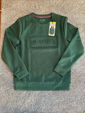 Hunter Green Embossed Logo Crewneck Sweatshirt